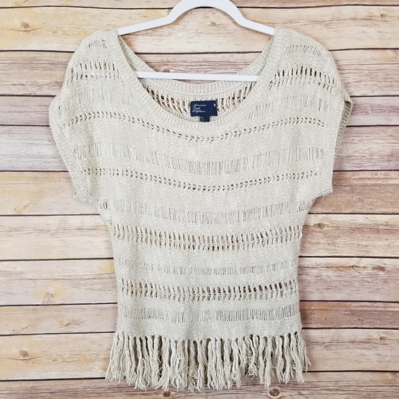 American Eagle Outfitters Knit Fringe Top Size S - Picture 1 of 7